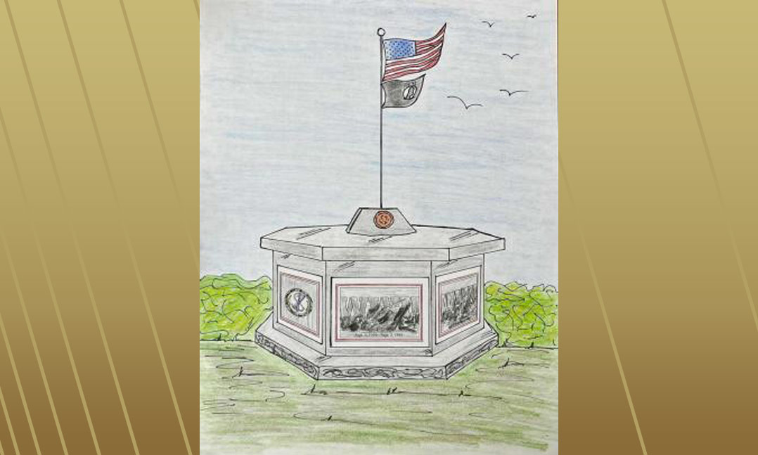 A rendered image of the Stonington Veterans Monument in Stonington, Conn
