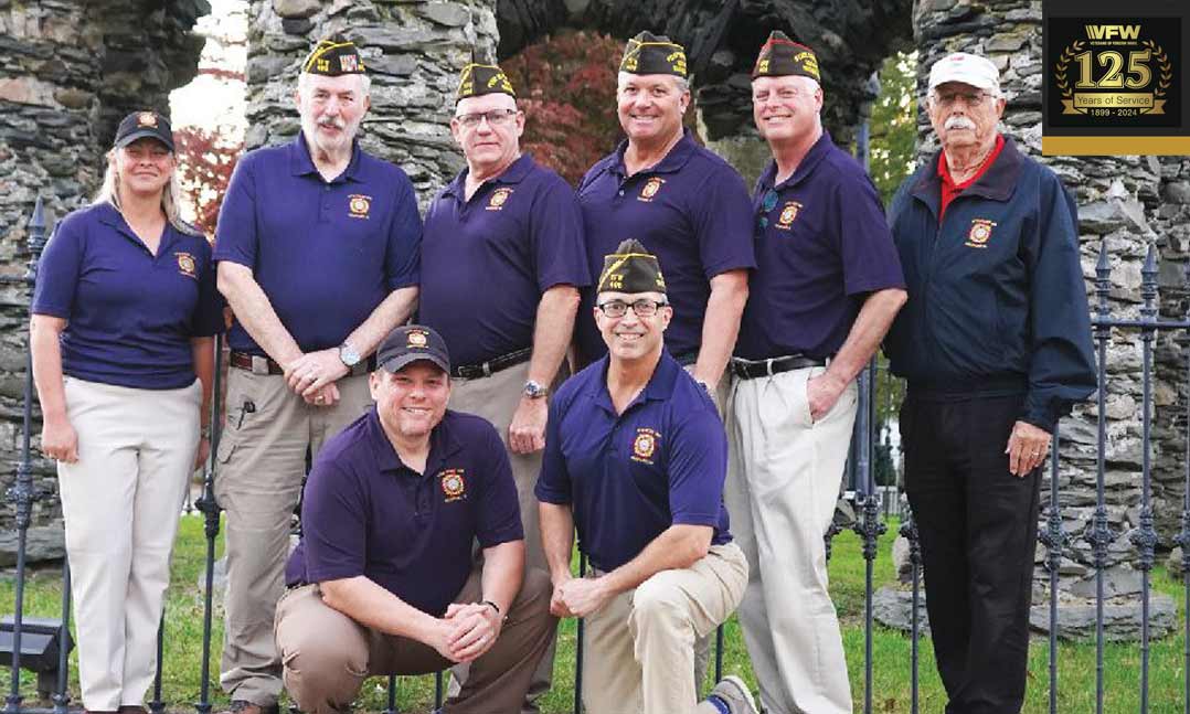 Members of VFW Post 406 in Newport, Rhode Island, gather last October in front of the Newport Tower
