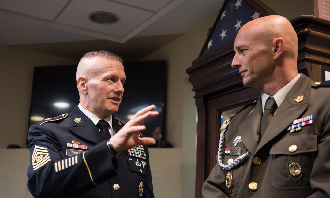 Left - Retired SEAC John Wayne Troxell the VFW's newest spokesperson