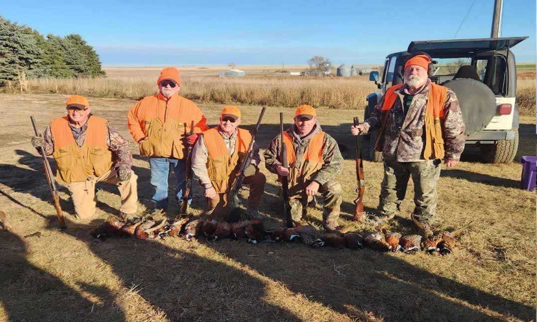 From left, VFW Post 8530 2024 Decorated Pheasant Hunt winners James Lloyd, Ben Mastridge, Lloyd Talmage, David Barcus and William Back show off their game following the October hunt in Gettysburg, South Dakota.