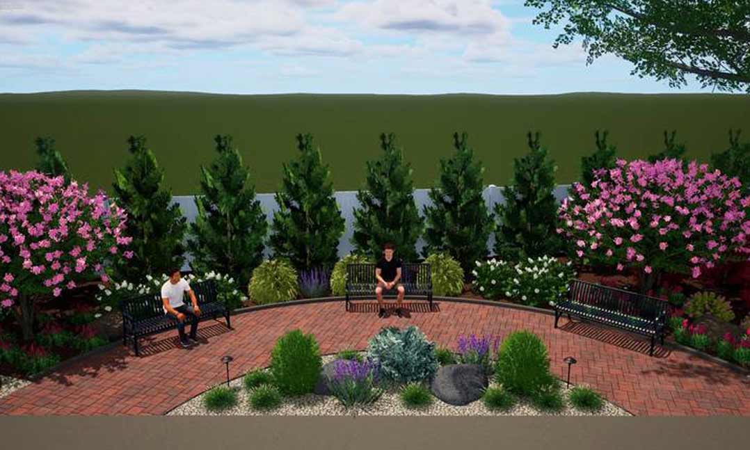 Garden with shrubs mock up